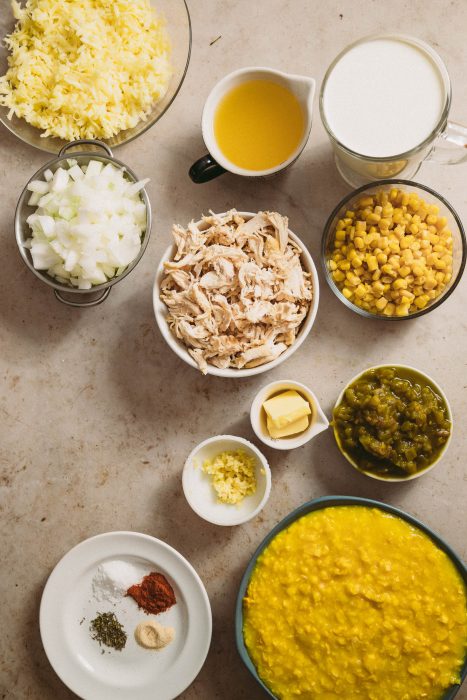 Ingredients for chicken tikka masala on a table.