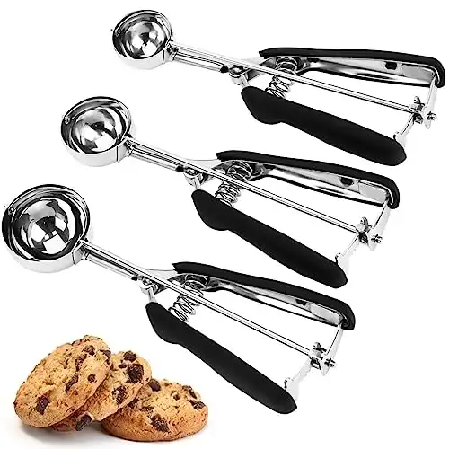 Cookie Scoop Set, Ice Cream | Cookie Scoops for Baking with trigger release & non-slip grip | Set of 3