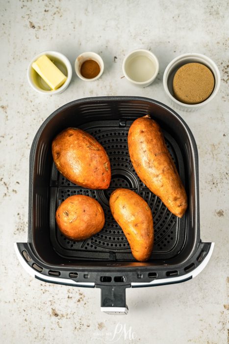 Sweet potatoes in an air fryer.