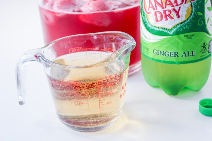 A pitcher next to a bottle of canadian dry.