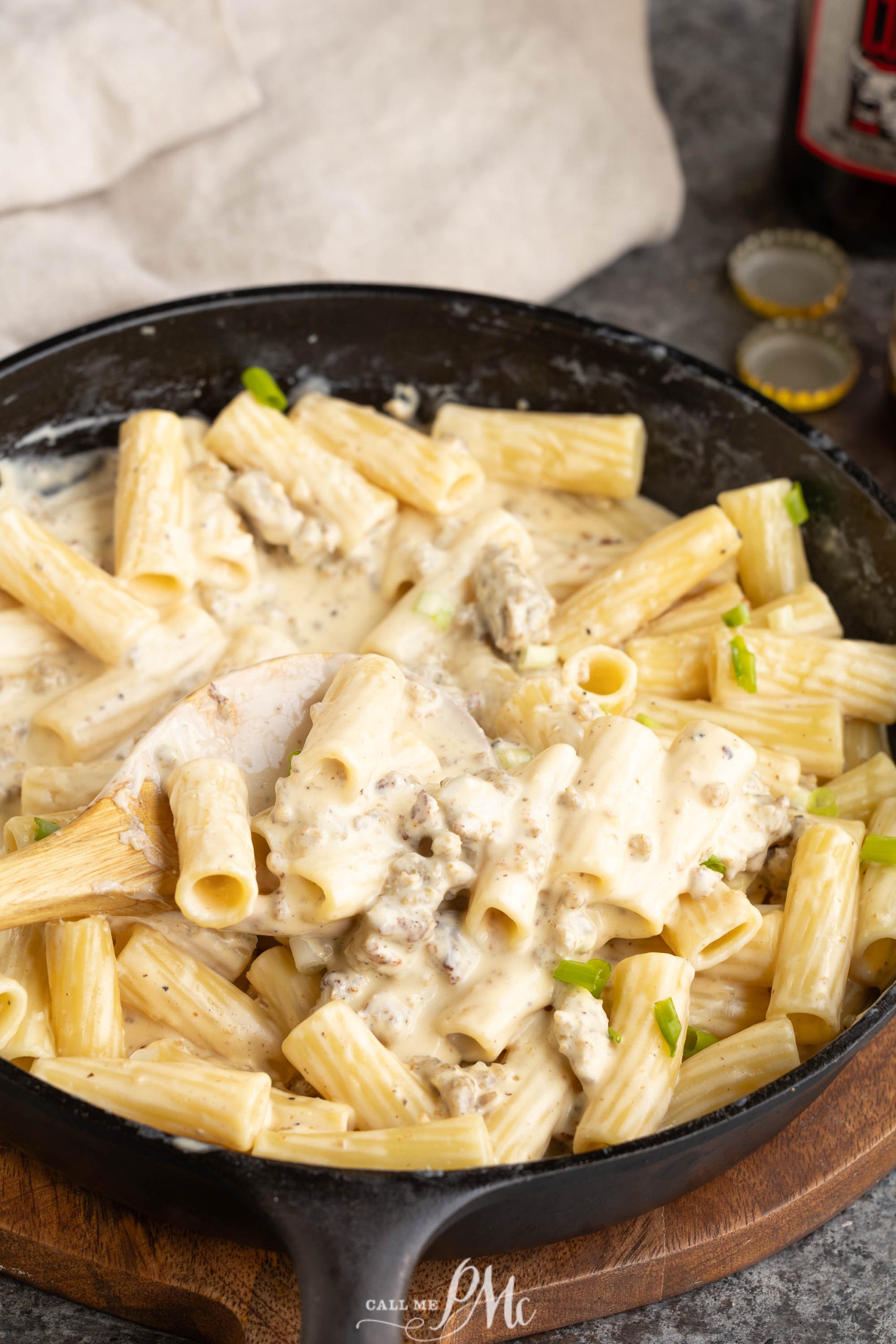 A skillet full of Hissy Fit Dip Pasta Recipe