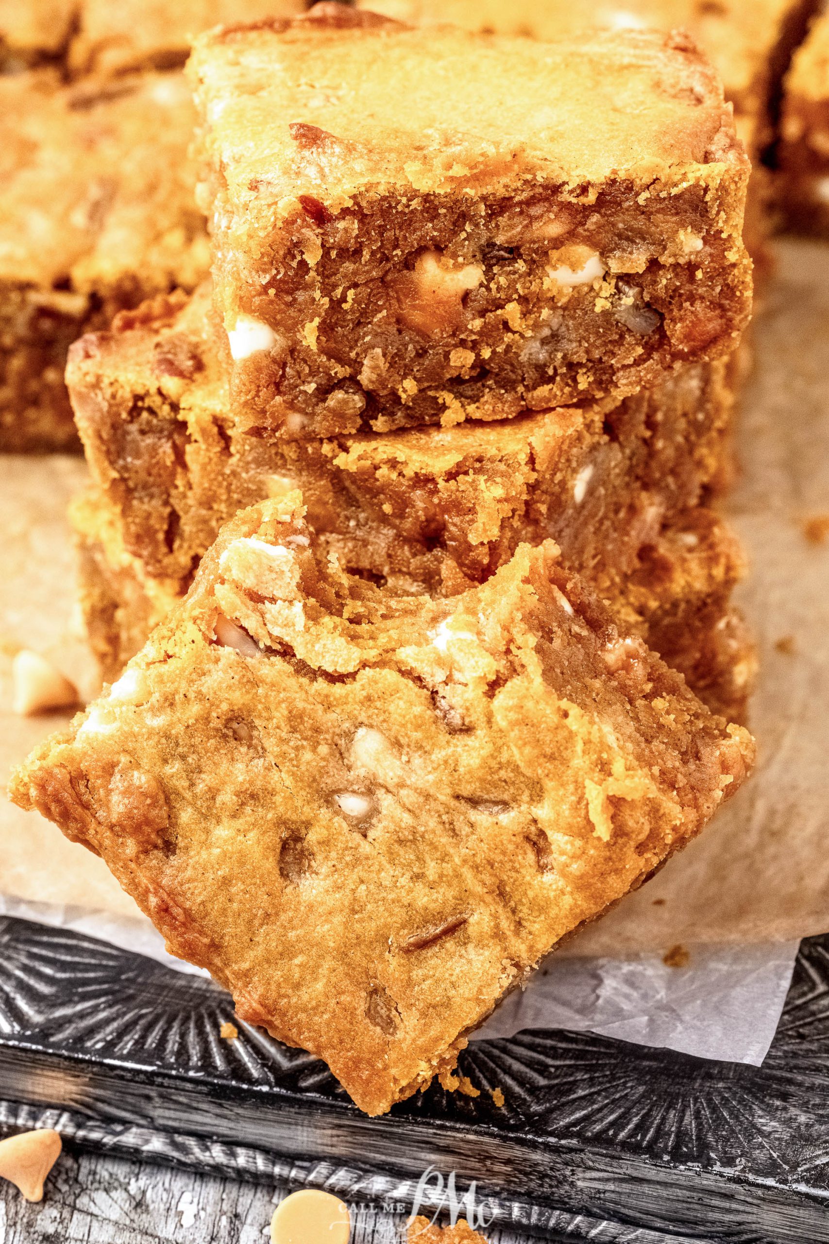 A stack of pumpkin bars stacked on top of each other.