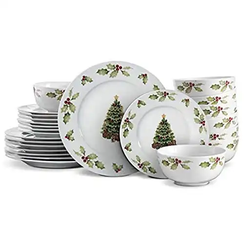 Pfaltzgraff Christmas Day Dinnerware Set, Service For 8, White