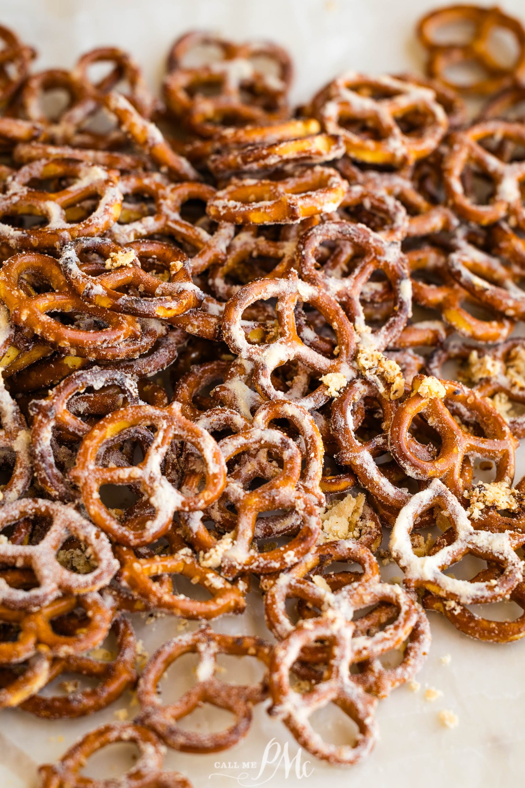 A pile of Cheddar Pretzels Recipeon a baking sheet.