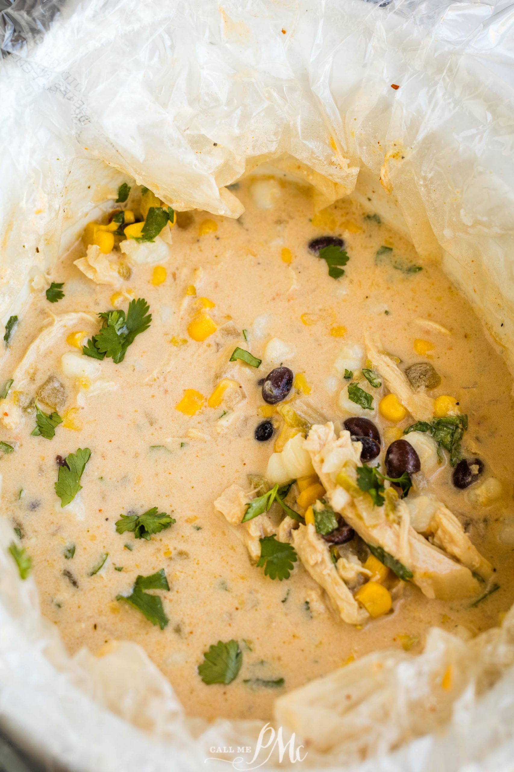 Mexican Creamy Chicken Hominy Soup in a plastic container.