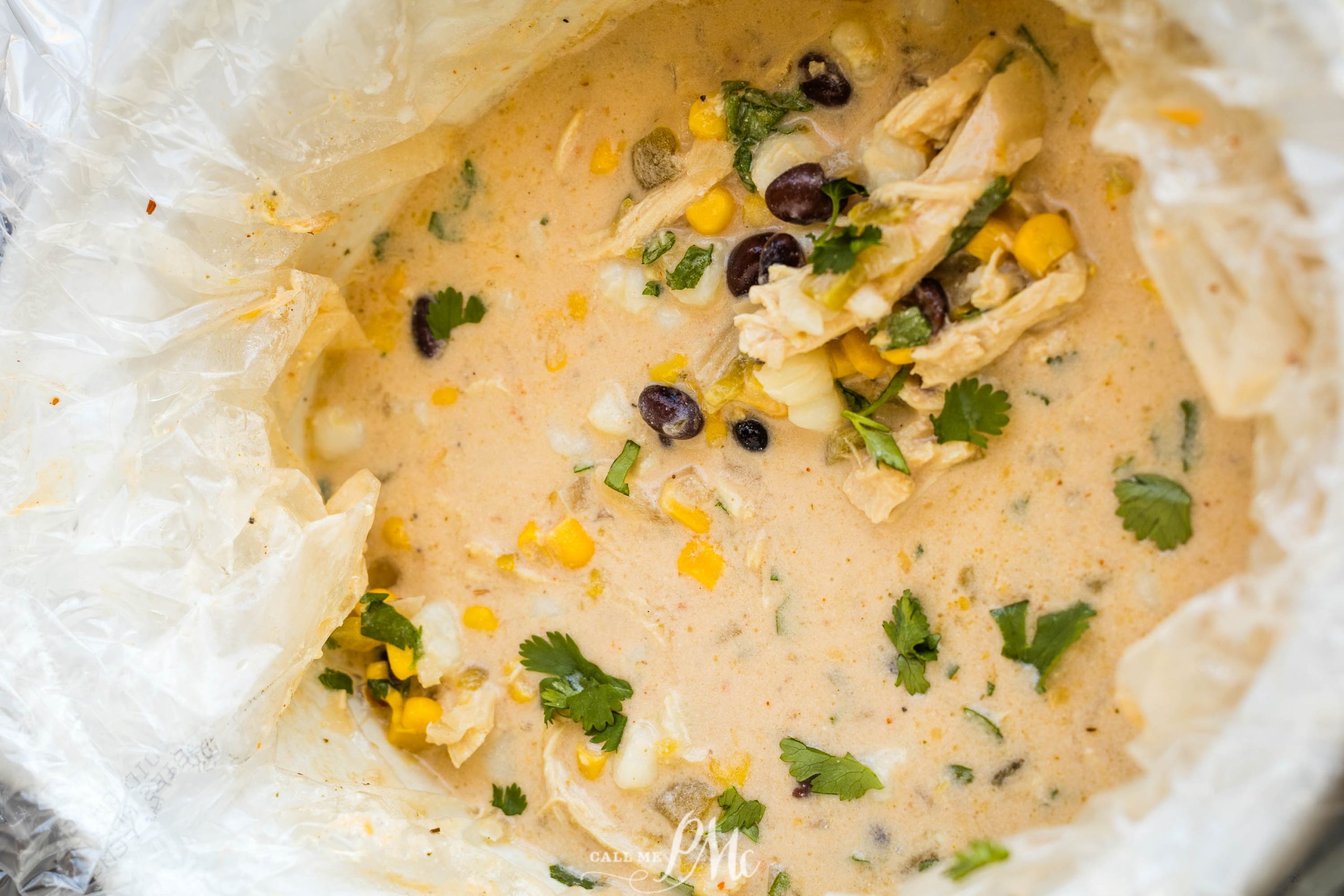 Chicken soup in a plastic bag.