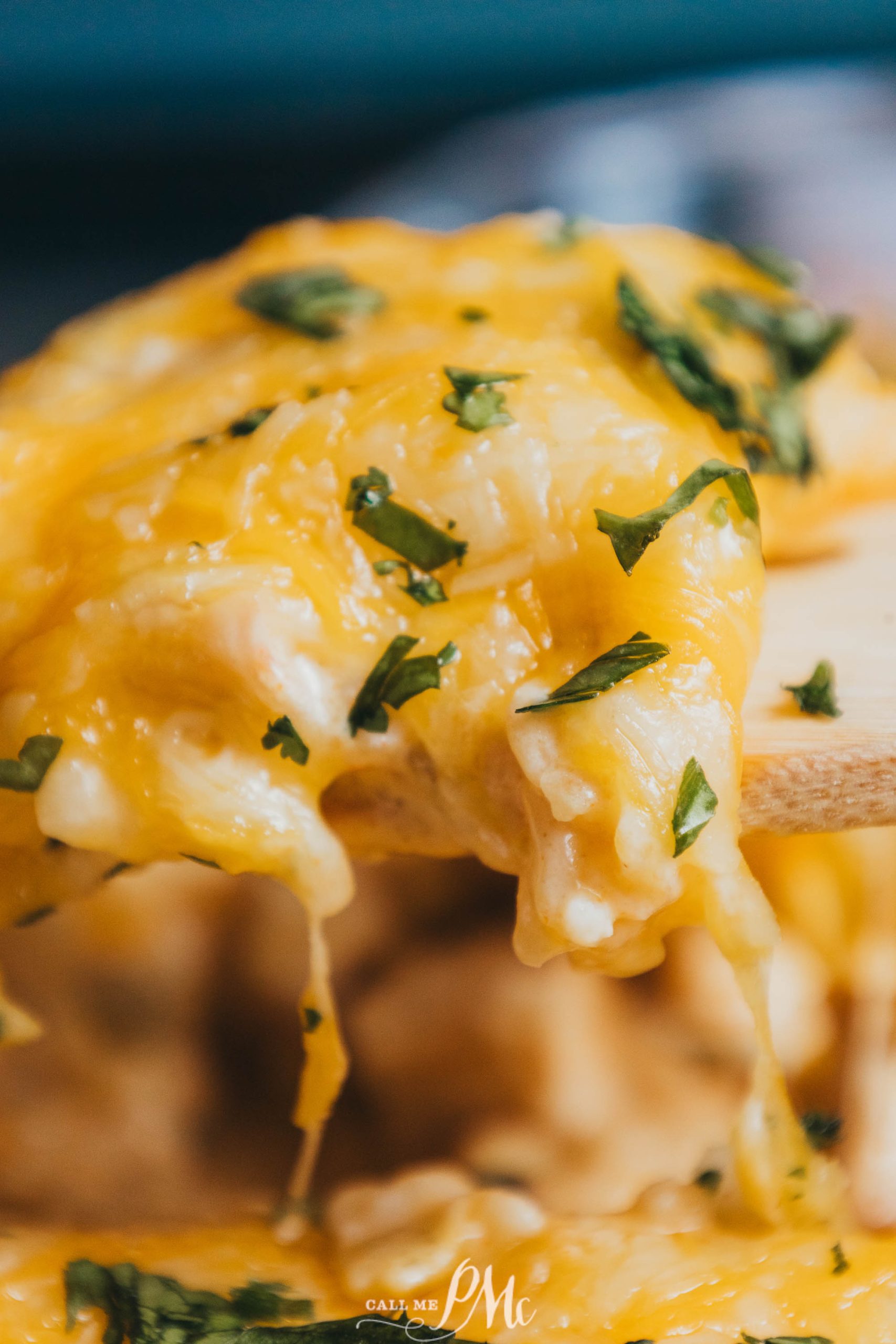 30-minute Mexican Chicken Casserole on a wooden spoon.