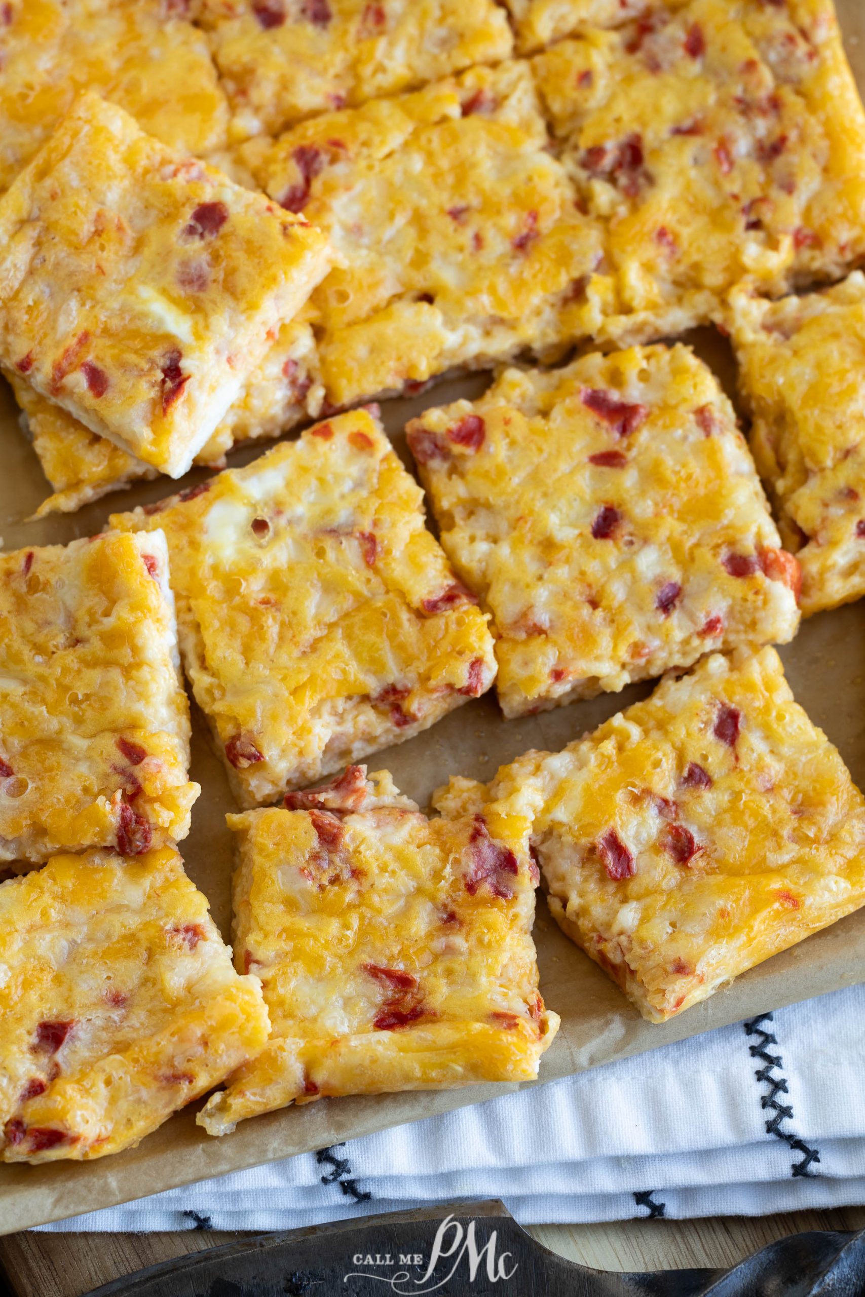 Cheese Squares with pimento.