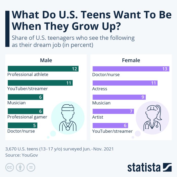 What do u s teens want to be when they grow up?.