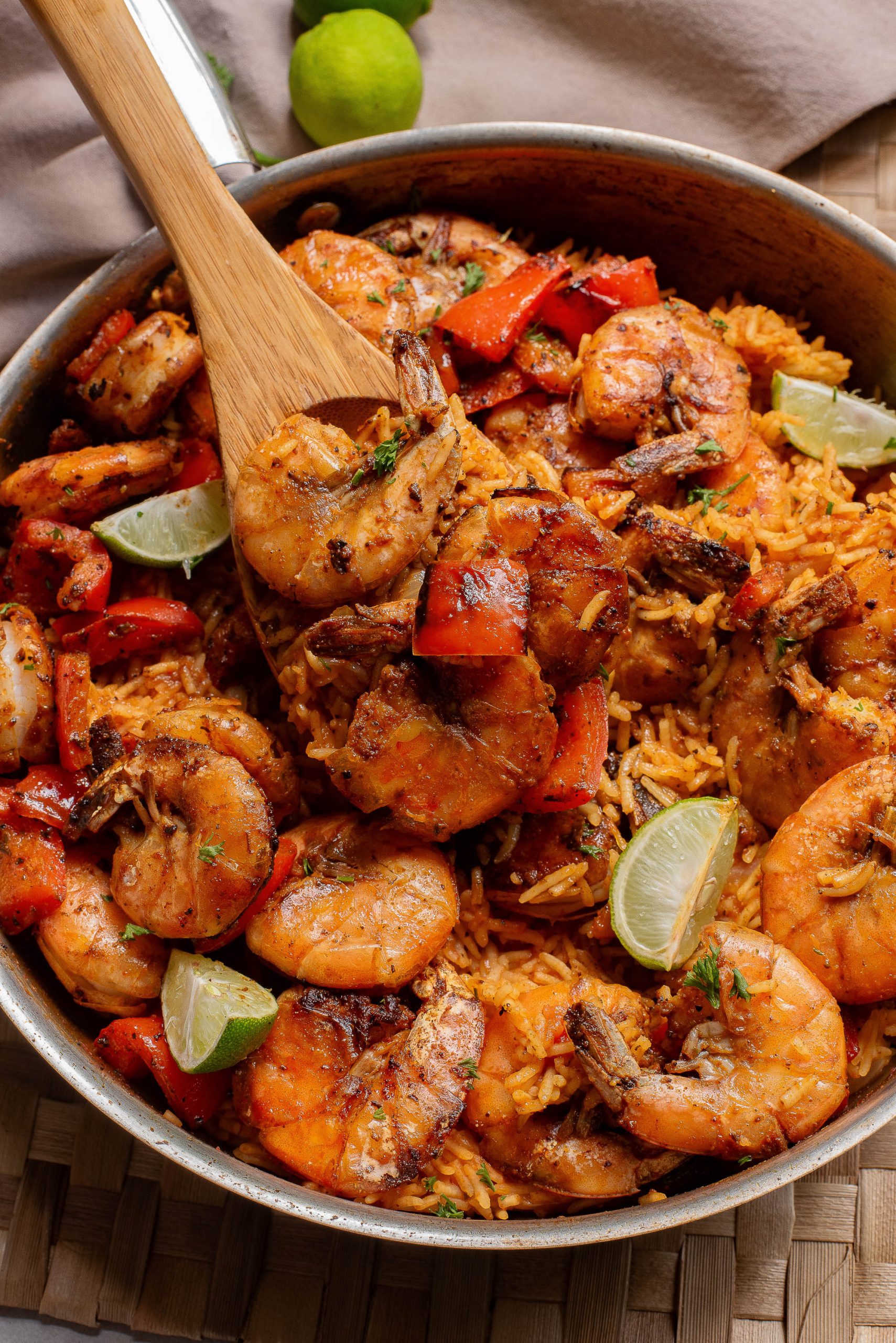 A bowl of Cajun Seafood Rice Casserole.