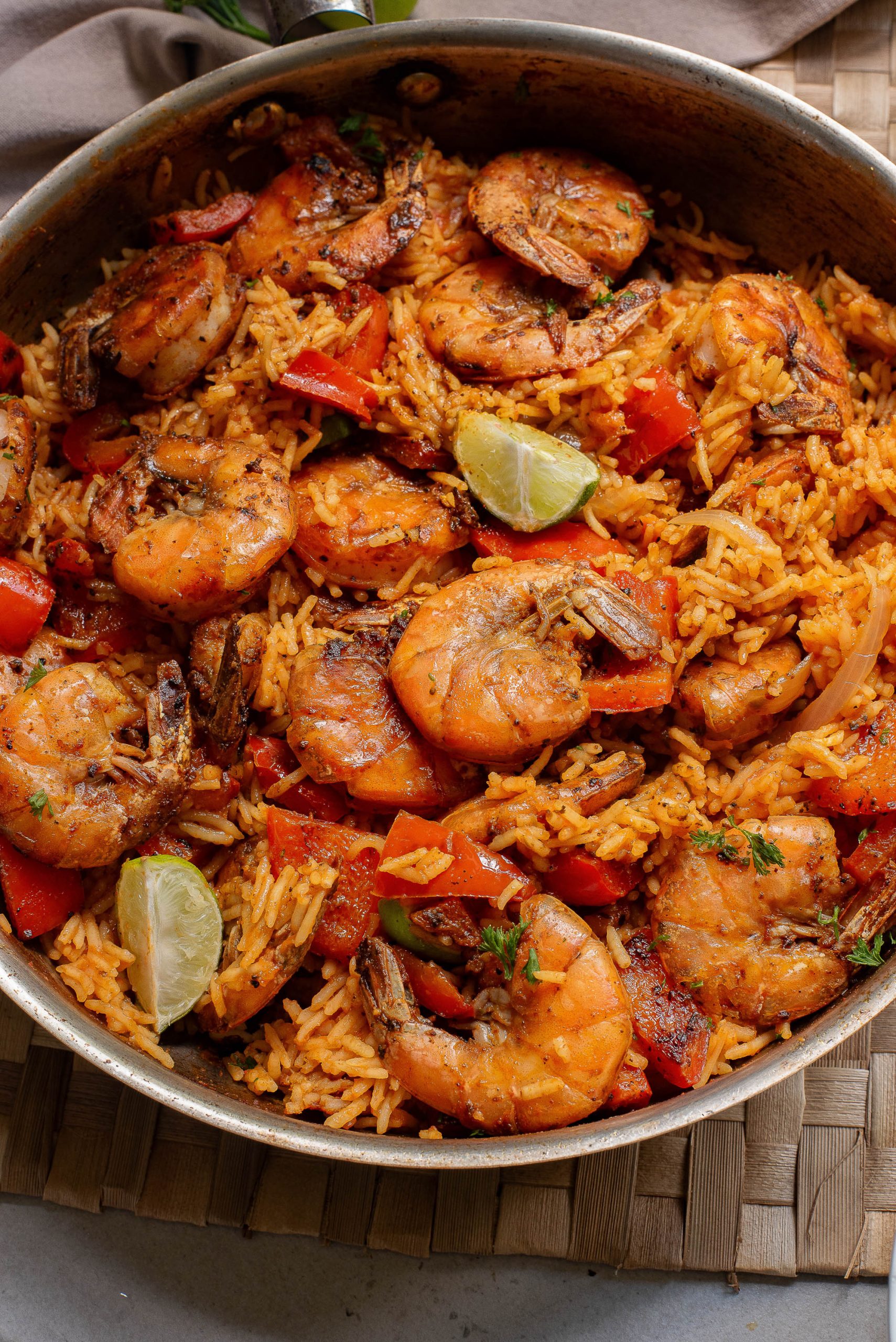 Cajun Seafood Rice Casserole in a pan on a table.
