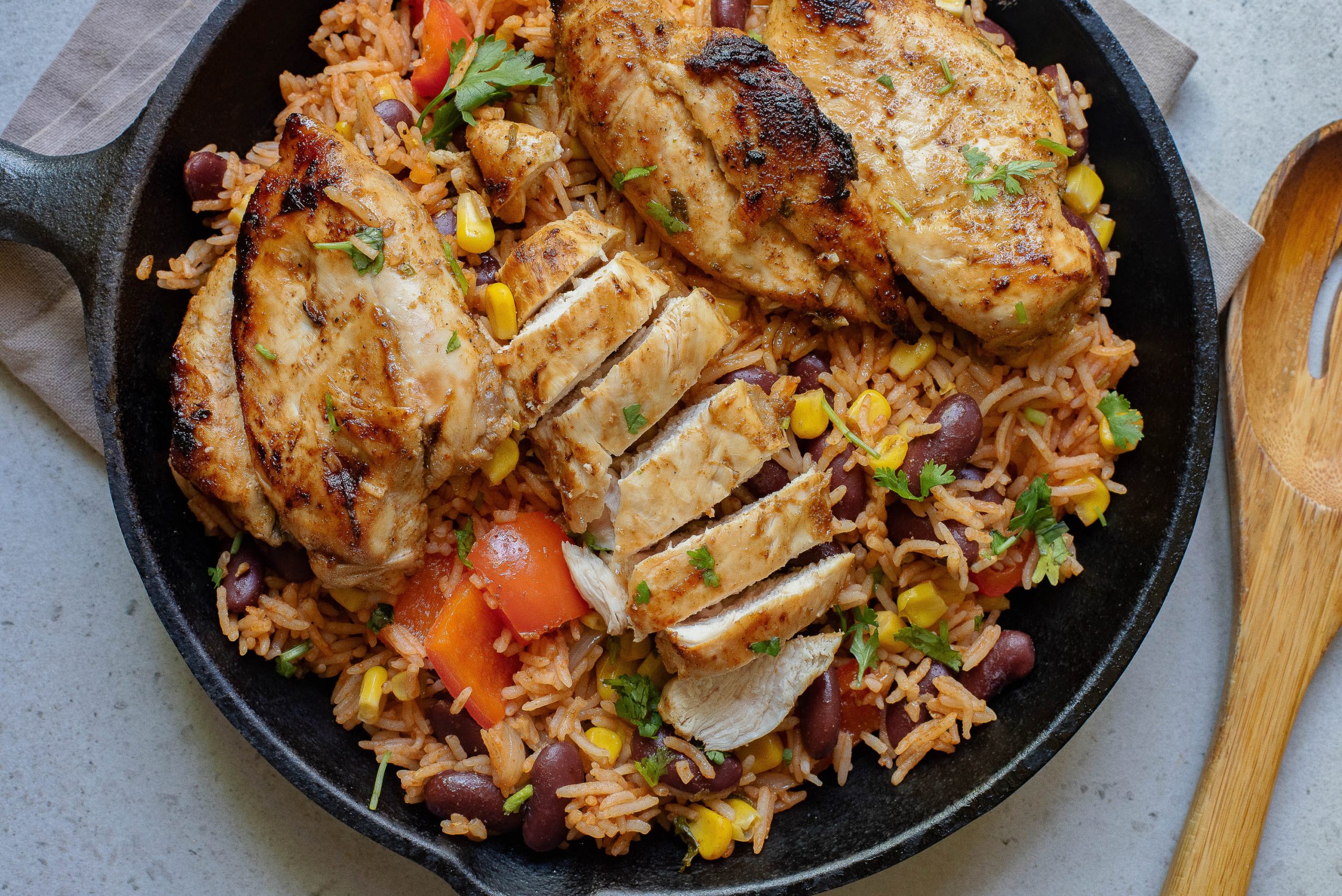 Ground Chicken Burrito Casserole in a skillet.