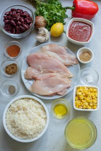 Ingredients for mexican chicken enchiladas.