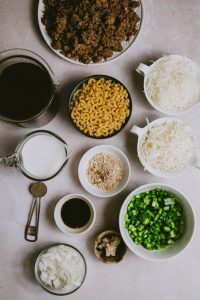 Ingredients for asian beef noodle soup.