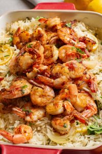 Lemon Herb Rice with Garlic Butter Shrimp