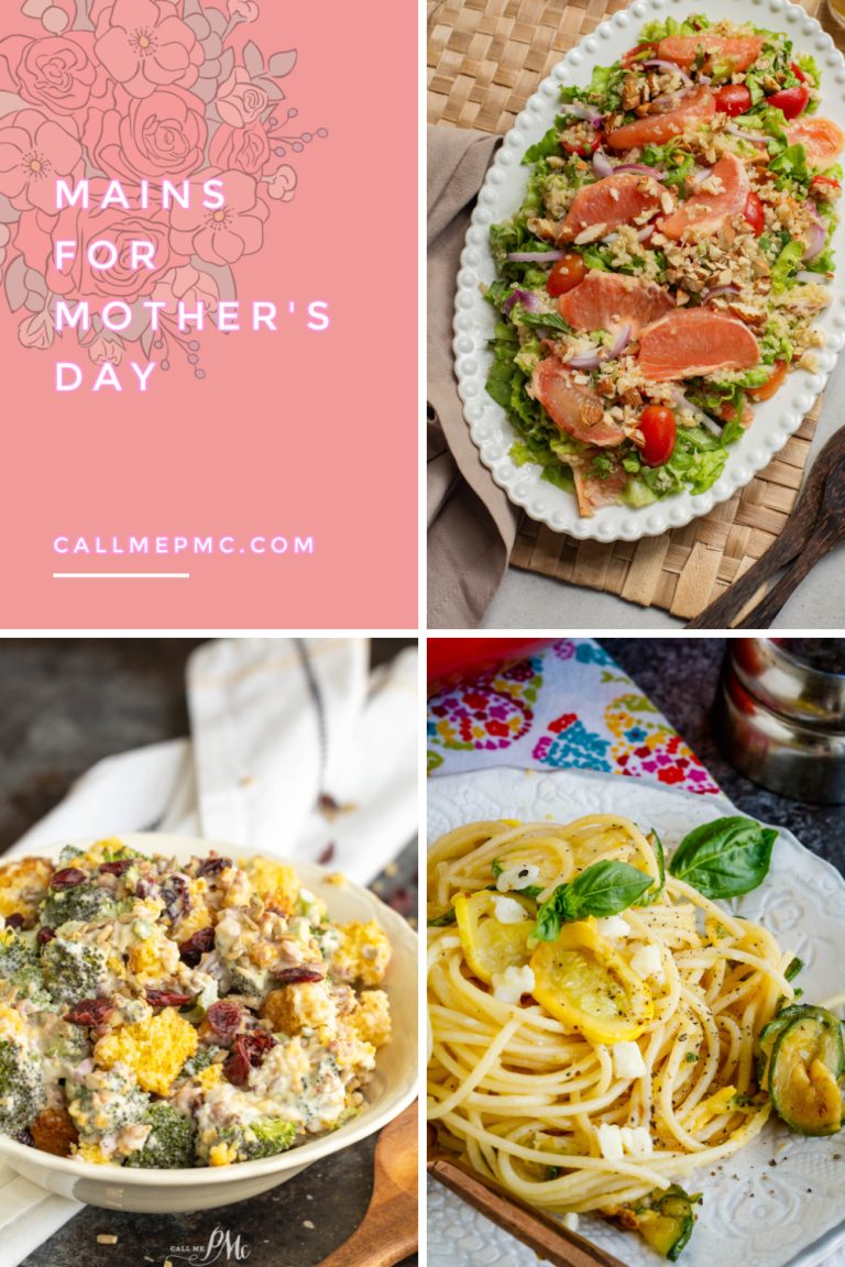 Collage of three salads for mother's day