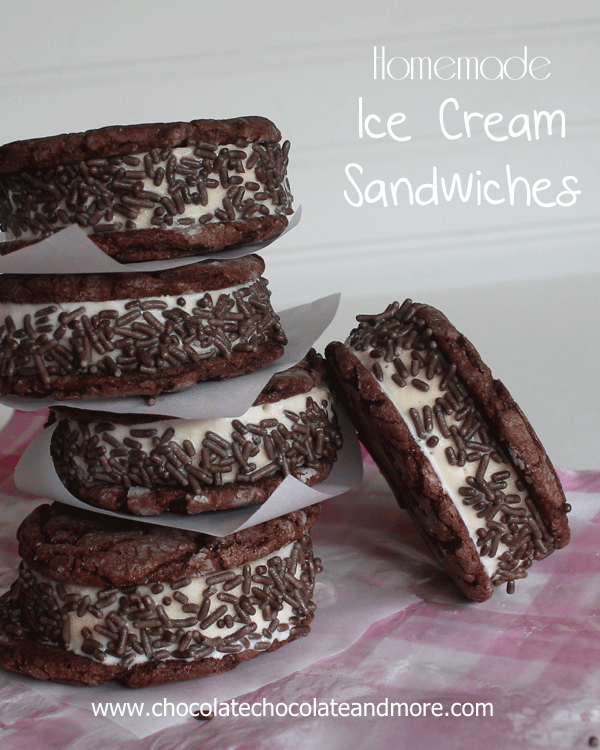 Easy Ice Cream Sandwiches made with homemade Chocolate Cookies